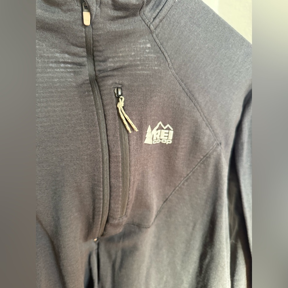 REI Co Op Polartec Black Half-Zip Pullover Base Layer Long Sleeve Zip Pocket XL - Picture 2 of 10